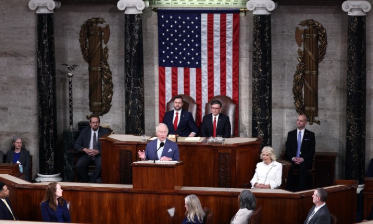 Крал Чарлз III осъди опита за покушение срещу Тръмп в речта си пред Конгреса на САЩ